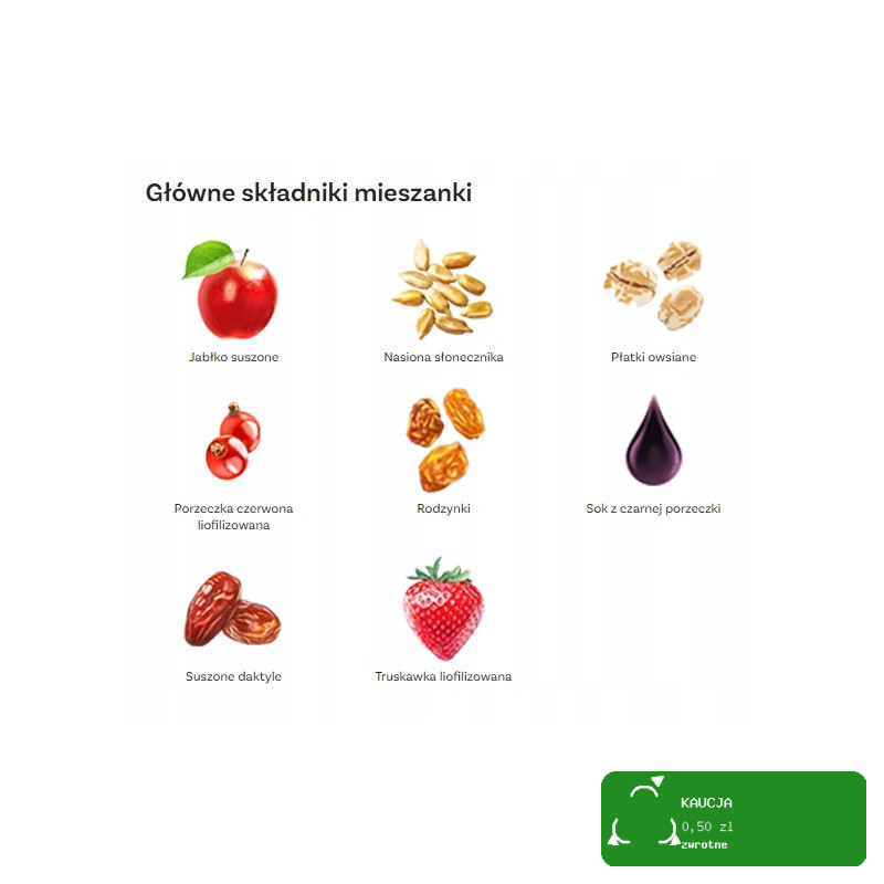 OneDayMore MUSLI OWOCOWE 400g Liofilizowana truskawka i Porzeczka + Jabłko