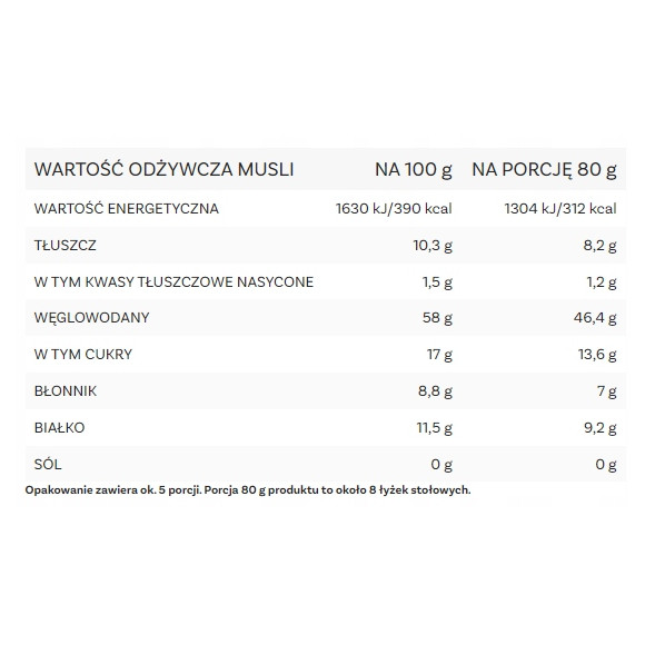OneDayMore MUSLI OWOCOWE 400g Liofilizowana truskawka i Porzeczka + Jabłko
