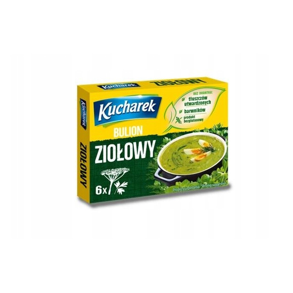 Kucharek KOSTKA ROSOŁOWA BULION ZIOŁOWY 60g 6 KOSTEK bez glutenu