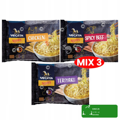 Vegeta NUDLES mix 75g x3szt zupka chińska makaron TERIYAKI KURCZAK WOŁOWINA
