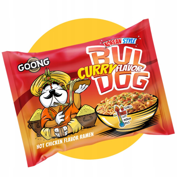 Goong BULDOG CURRY zupka chińska ramen makaron szybkie danie OSTRA 117g KRÓTKA DATA