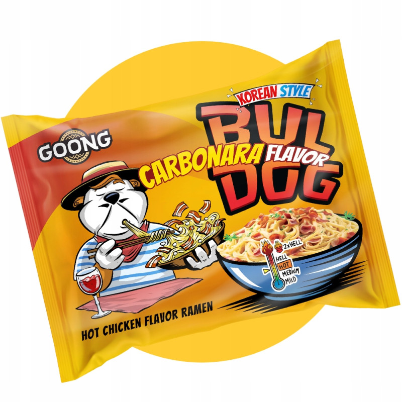 Goong BULDOG CARBONARA zupka chińska ramen makaron szybkie danie OSTRA 117g
