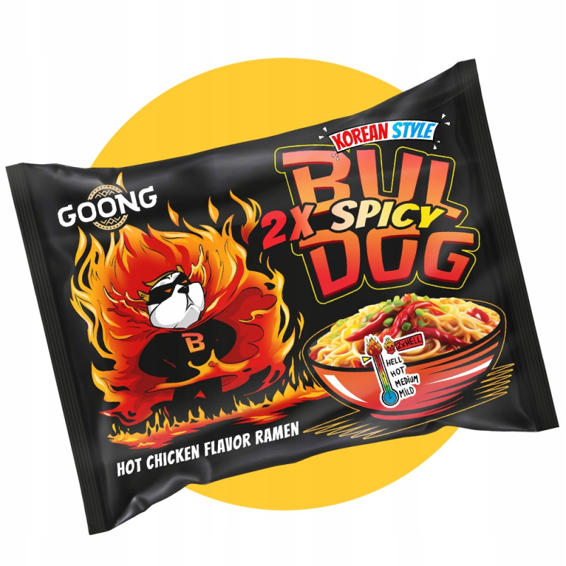 Goong BULDOG 2xSPICY zupka chińska ramen makaron szybkie danie OSTRA 117g