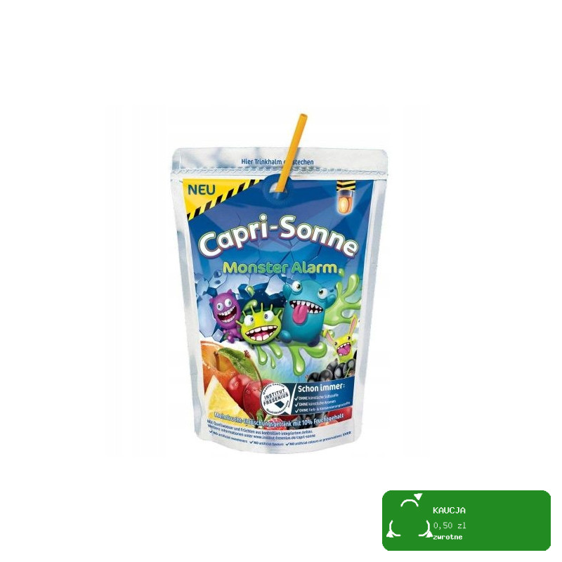 CAPRI-SUN Napój owocowy ze słomką WIELOOWOCOWY MONSTER ALARM 200ml 1szt