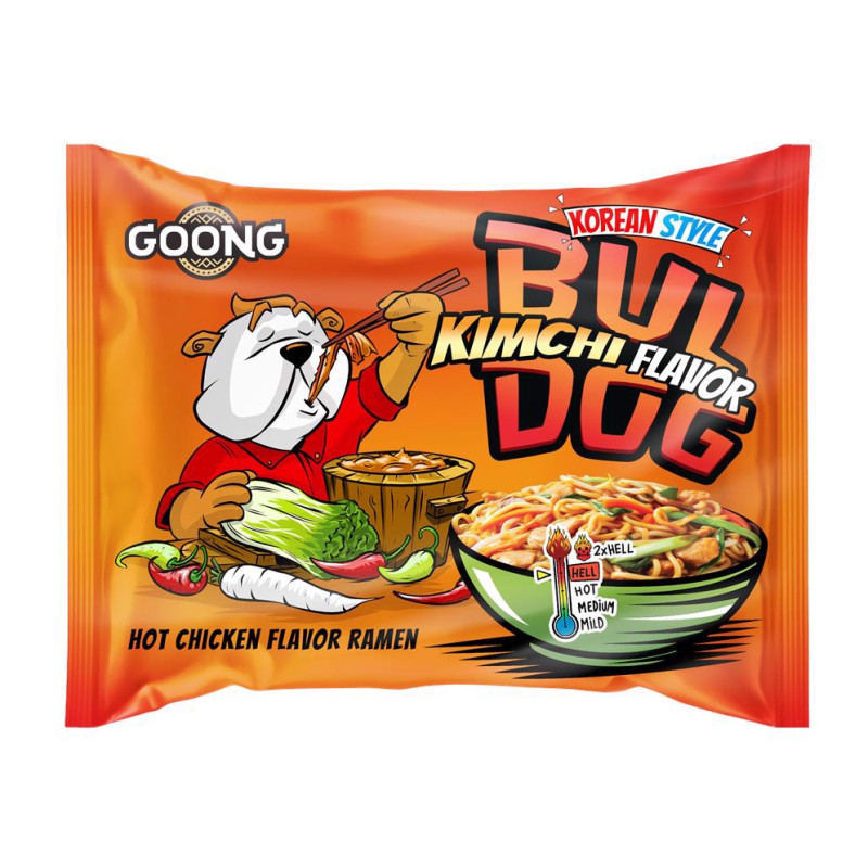 Goong BULDOG KIMCHI HOT CHICKEN RAMEN zupka chińska makaron OSTRA 117g