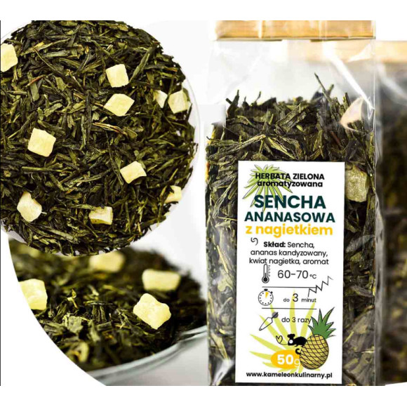 KAMELEON KULINARNY HERBATA ZIELONA SENCHA ANANASOWA ananas + nagietek