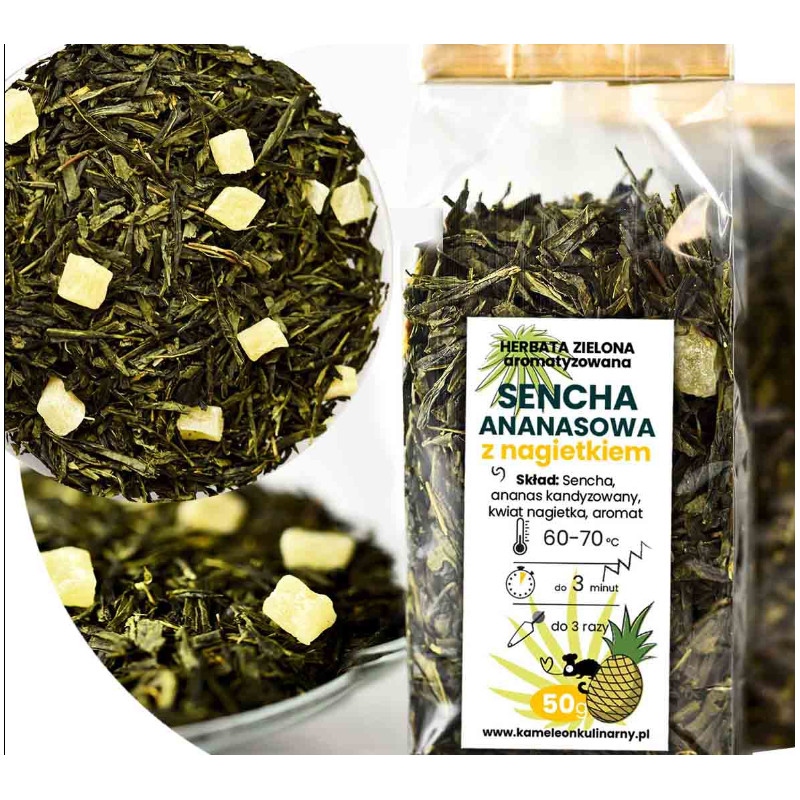 KAMELEON KULINARNY HERBATA ZIELONA SENCHA ANANASOWA ananas + nagietek