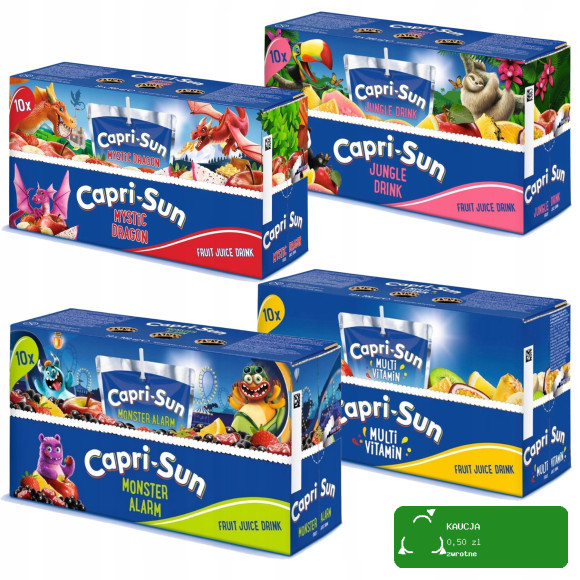 CAPRI-SUN Napój owocowy ze słomką WIELOOWOCOWY MYSTIC DRAGON 200ml 40szt 8L