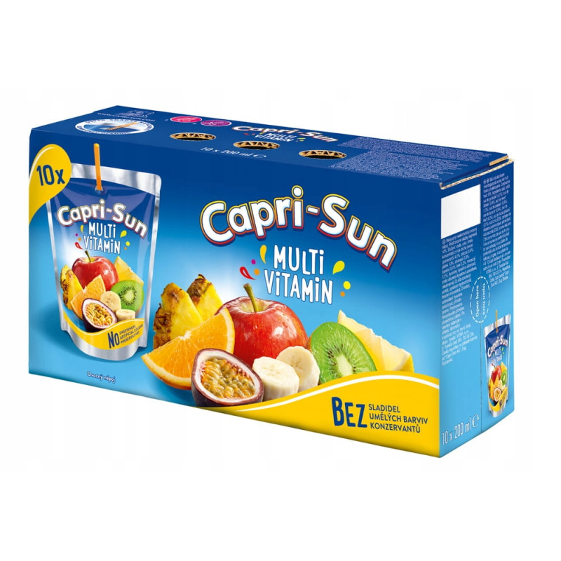 CAPRI-SUN Napój owocowy ze słomką WIELOOWOCOWY MULTIWITAMINA 200ml 40szt 8L