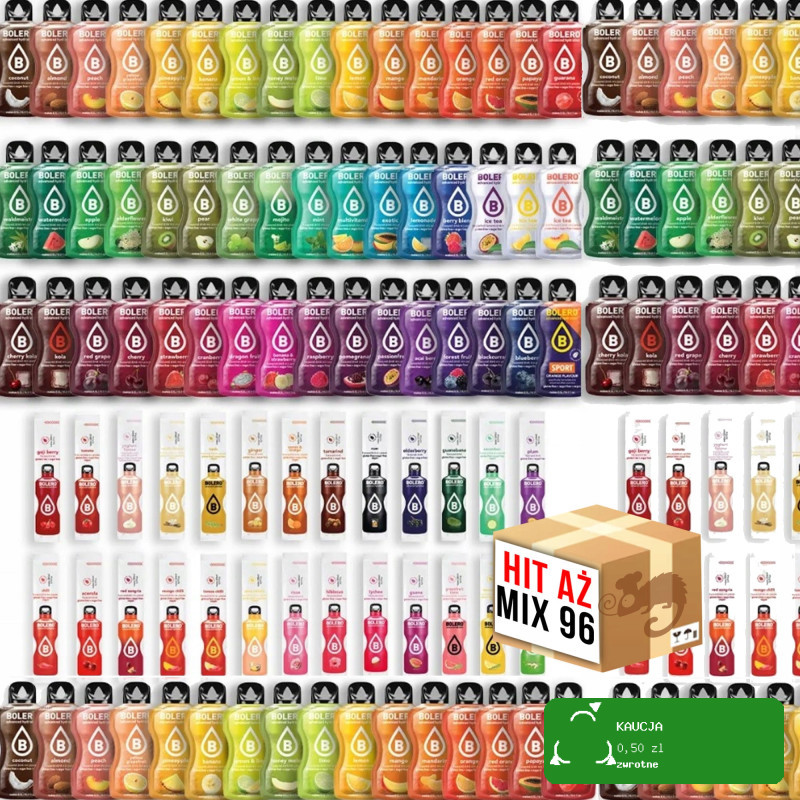 BOLERO DRINK NAPÓJ IZOTONICZNY W PROSZKU aż 96 losowych MIX SMAKÓW 3g HIT