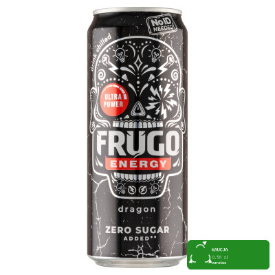 Frugo ENERGY ZERO NAPÓJ GAZOWANY ENERGETYZUJĄCY 330ml smak DRAGON puszka