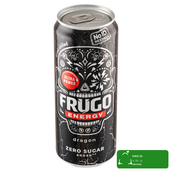 Frugo ENERGY ZERO NAPÓJ GAZOWANY ENERGETYZUJĄCY 330ml smak DRAGON puszka