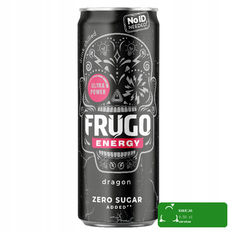 Frugo ENERGY ZERO NAPÓJ GAZOWANY ENERGETYZUJĄCY 330ml smak DRAGON puszka