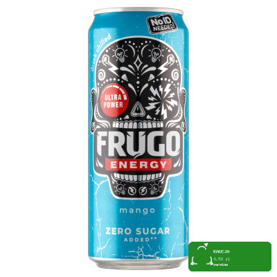 Frugo ENERGY ZERO NAPÓJ GAZOWANY ENERGETYZUJĄCY 330ml smak MANGO puszka