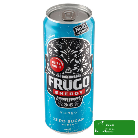 Frugo ENERGY ZERO NAPÓJ GAZOWANY ENERGETYZUJĄCY 330ml smak MANGO puszka