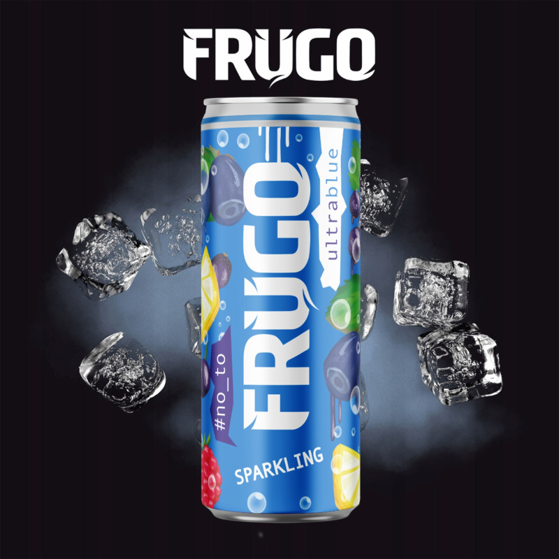 Frugo ULTRA BLUE NAPÓJ GAZOWANY puszka 250ml Jabłko Porzeczka Jagoda Malina