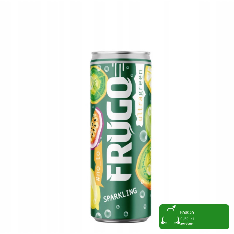 Frugo ULTRA GREEN NAPÓJ GAZOWANY puszka 250ml Jabłko Cytryna Kiwi Pasiflora