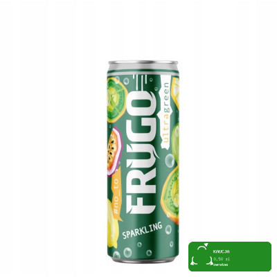 Frugo ULTRA GREEN NAPÓJ GAZOWANY puszka 250ml Jabłko Cytryna Kiwi Pasiflora