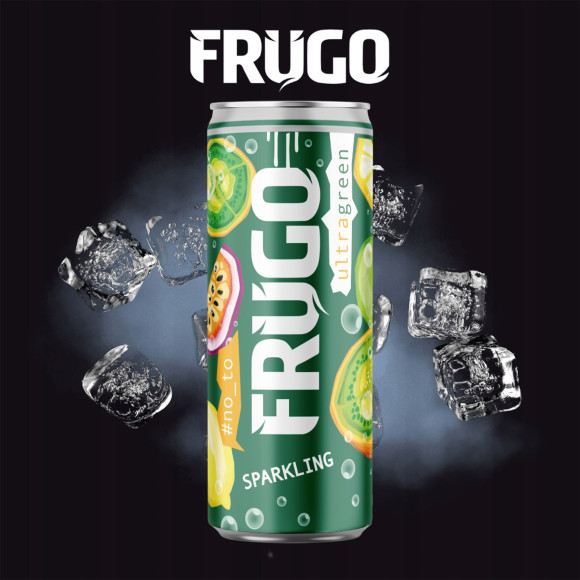 Frugo ULTRA GREEN NAPÓJ GAZOWANY puszka 250ml Jabłko Cytryna Kiwi Pasiflora