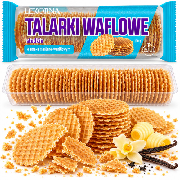 Lekorna TALARKI WAFLOWE słodkie o smaku MAŚLANO WANILOWYM 100g