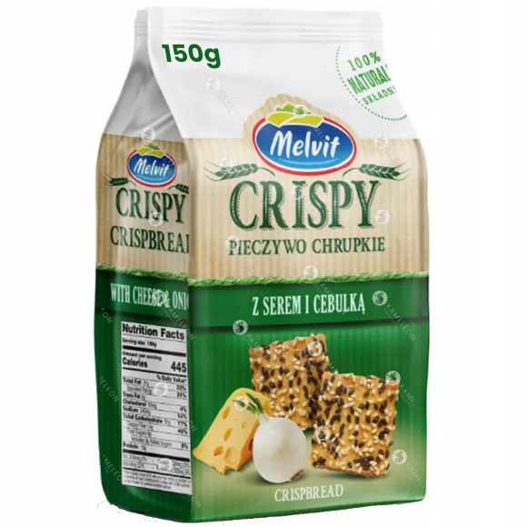 Melvit CRISPY pieczywo chrupkie z SEREM i CEBULKĄ 50G KRÓTKA DATA