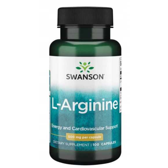 Swanson L-ARGININA 500mg 100kaps wsparcie POTENCJA KRĄŻENIE ZMĘCZENIE