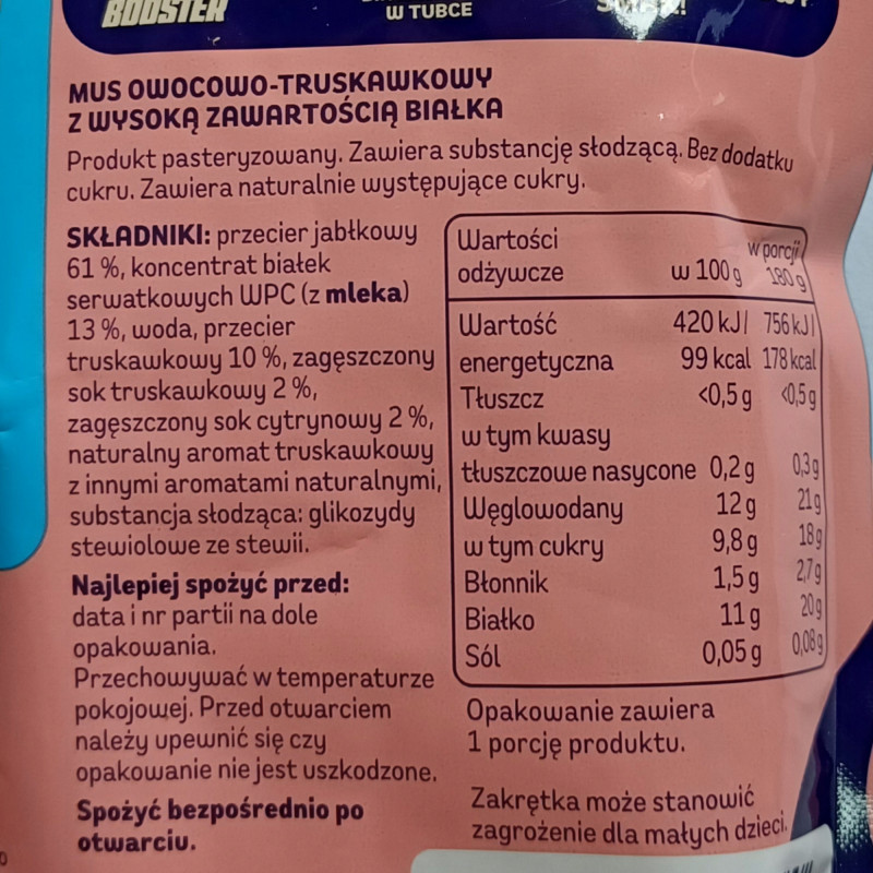 Dawtona POKKET MUS PROTEINOWY Truskawka 20g białka z WPC 180g KRÓTKA DATA