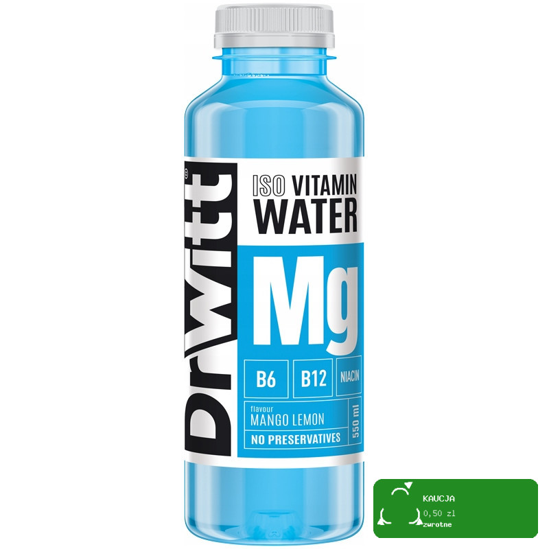 Napój DrWitt ISO VITAMIN WATER Mango Cytryna + MAGNEZ WIT B6 B12 B3 550ml KRÓTKA DATA