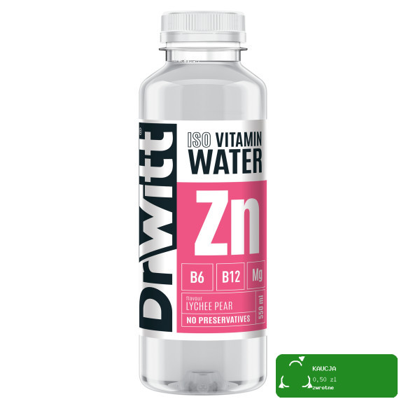 Napój DrWitt ISO VITAMIN WATER + CYNK B6 B12 Mg smak Liczi Gruszka 550ml