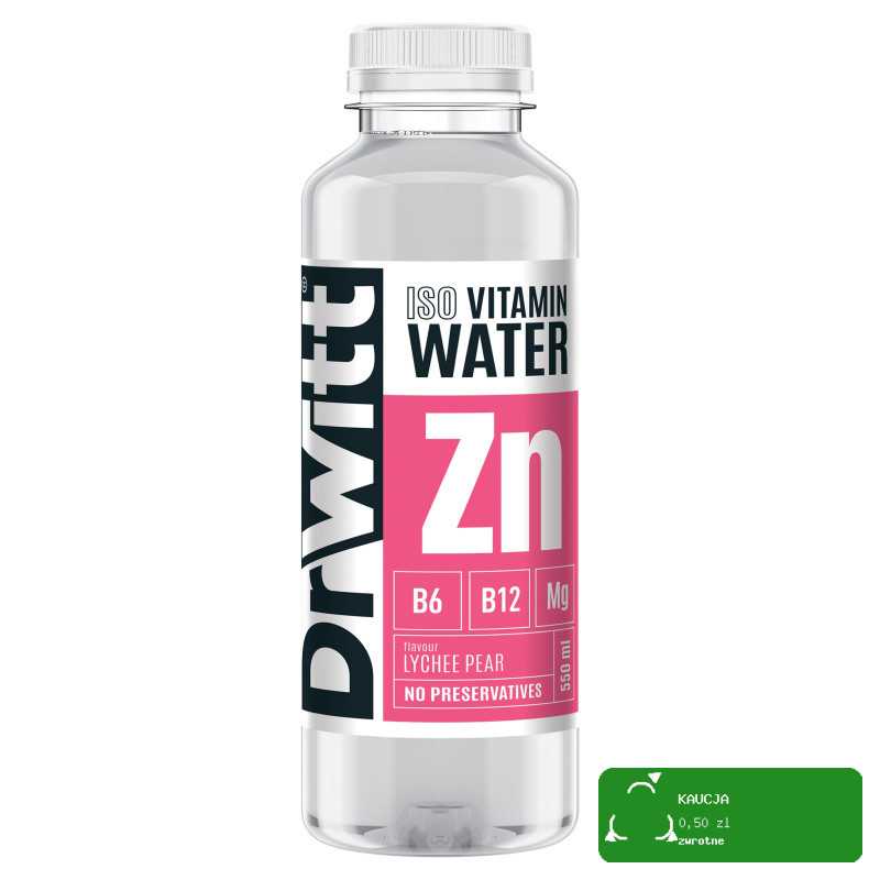 Napój DrWitt ISO VITAMIN WATER + CYNK B6 B12 Mg smak Liczi Gruszka 550ml