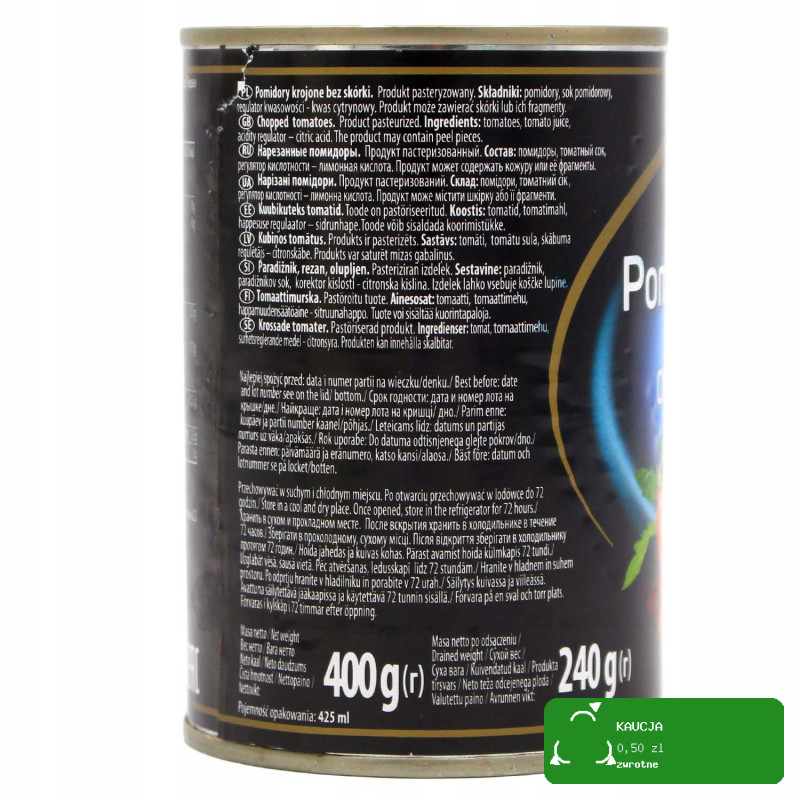 Helcom POMIDORY KROJONE BEZ SKÓRKI puszka 400g 0,4KG
