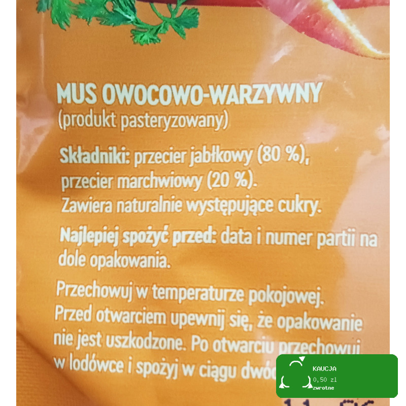 Dawtona MUS OWOCOWY MARCHEWKI JABŁKA prosty skład 180g BEZ CUK.