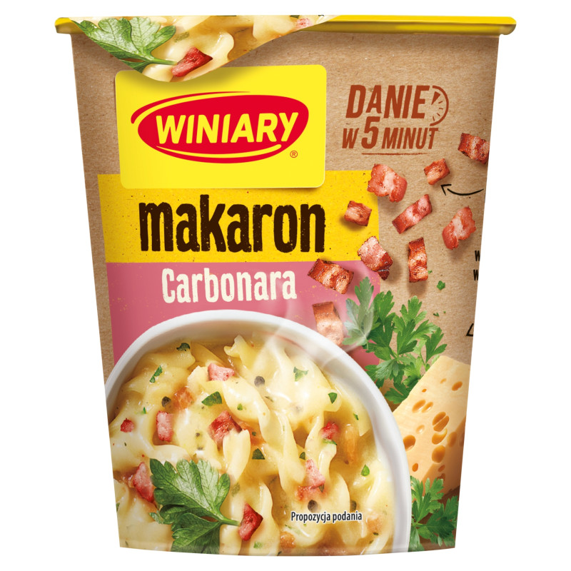 Winiary MAKARON CARBONARA Z WĘDZONYM BOCZKIEM I ŚMIETANKĄ 50g danie w 5 min