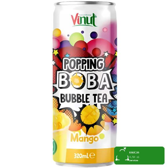 Vinut NAPÓJ POPPING BOBA BUBBLE TEA LYCHEE MANGO STRAWBERRY PEACH mix 4 szt