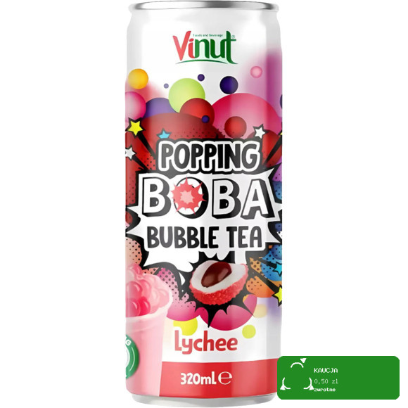 Vinut NAPÓJ POPPING BOBA BUBBLE TEA LYCHEE MANGO STRAWBERRY PEACH mix 4 szt