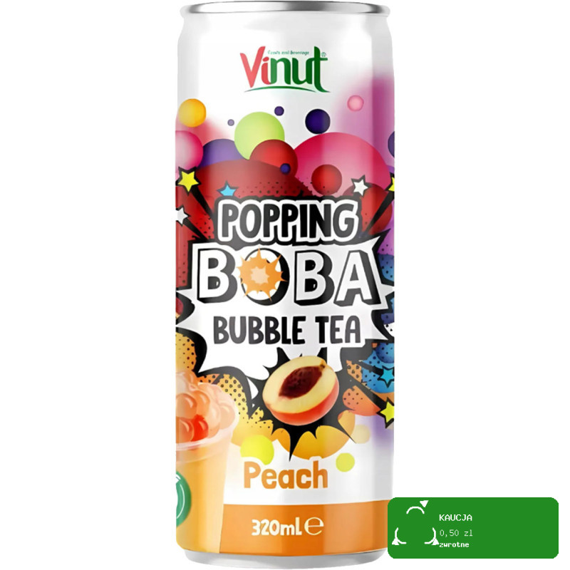 Vinut NAPÓJ POPPING BOBA BUBBLE TEA LYCHEE MANGO STRAWBERRY PEACH mix 4 szt