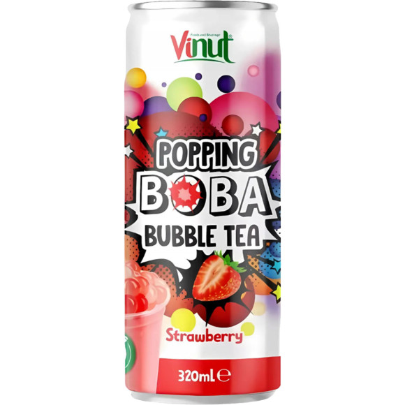 Vinut NAPÓJ POPPING BOBA BUBBLE TEA LYCHEE MANGO STRAWBERRY PEACH mix 4 szt