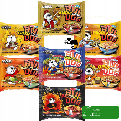 BULDOG DANIE ZUPA MAKARON KOREAŃSKI OSTRY RAMEN HOT KURCZAK zestaw mix 7szt