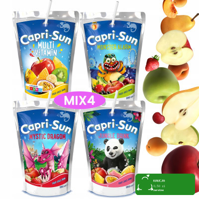 CAPRI-SUN Napój owocowy ze słomką MIX 200ml x4szt JUNGLE MONSTER DRAGON