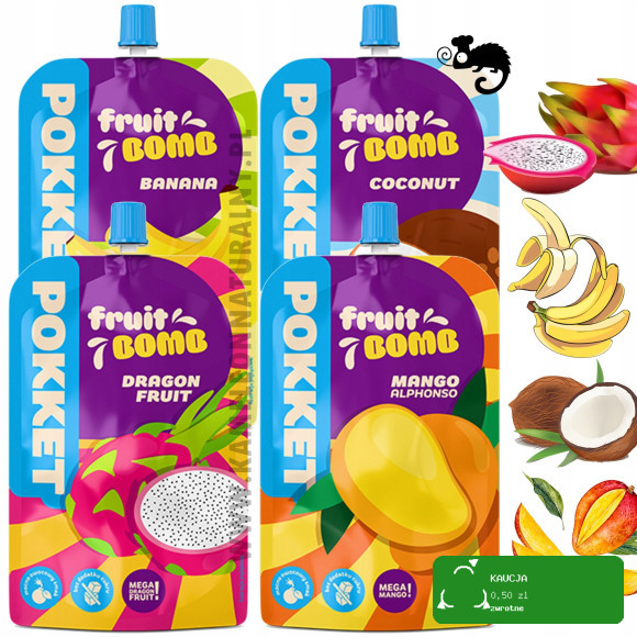 Dawtona POKKET FRUIT BOMB 4 smaki: DRAGON FRUIT MANGO COCONUT BANANA 12szt