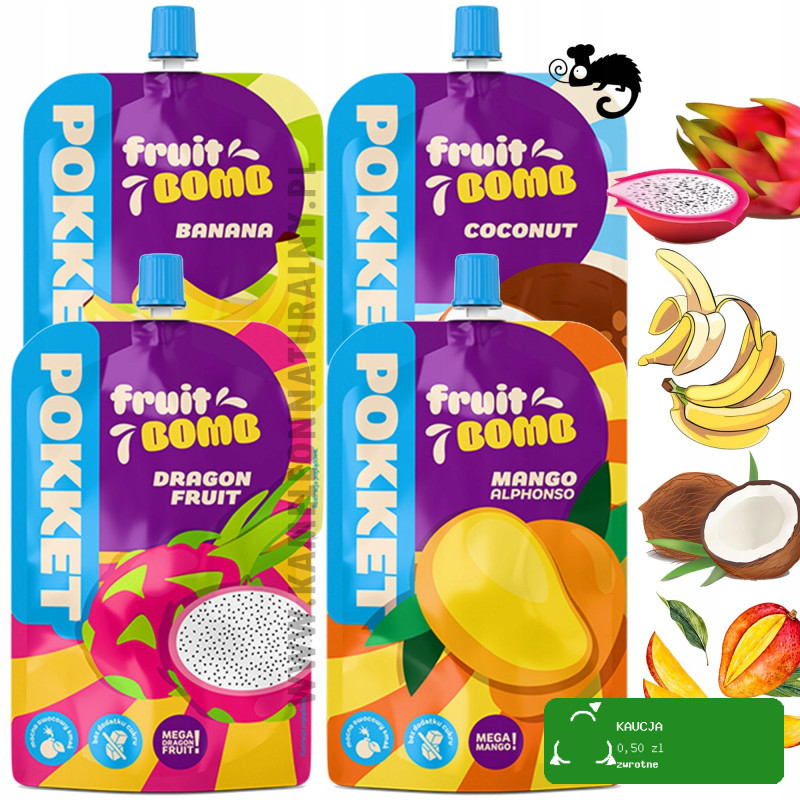 Dawtona POKKET FRUIT BOMB 4 smaki: DRAGON FRUIT MANGO COCONUT BANANA 12szt
