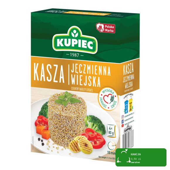 Kupiec KASZA JĘCZMIENNA WIEJSKA 4x80g 320g gotowe w 15 minut