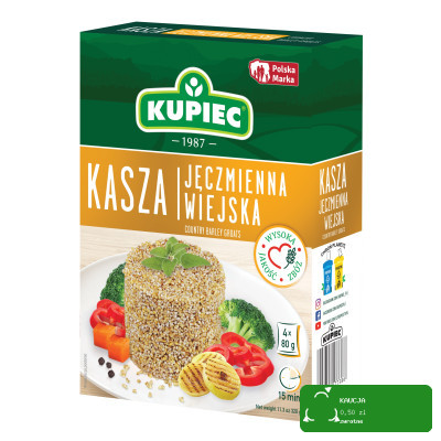 Kupiec KASZA JĘCZMIENNA WIEJSKA 4x80g 320g gotowe w 15 minut