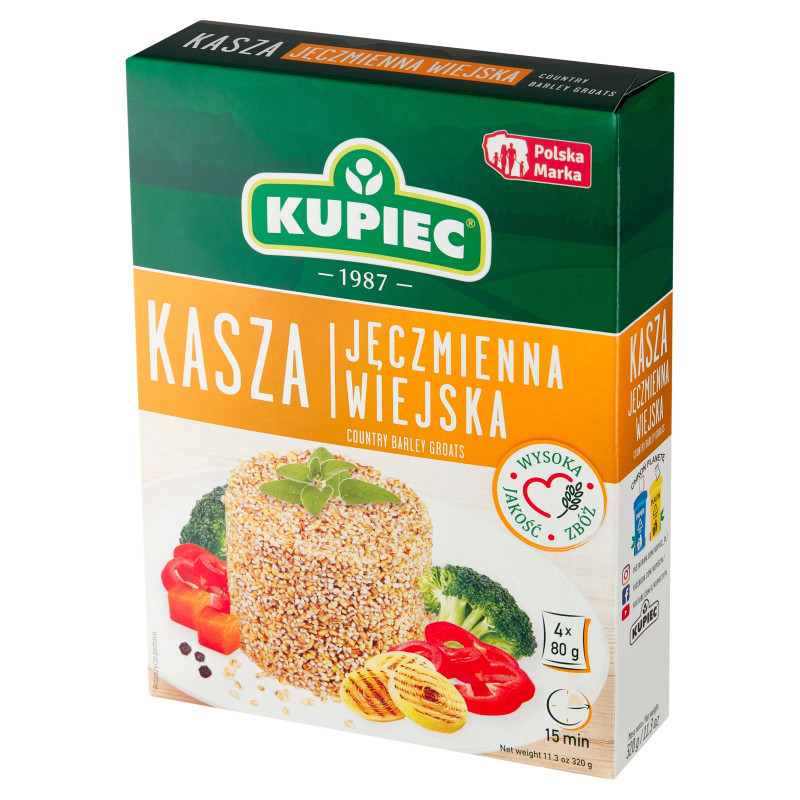 Kupiec KASZA JĘCZMIENNA WIEJSKA 4x80g 320g gotowe w 15 minut