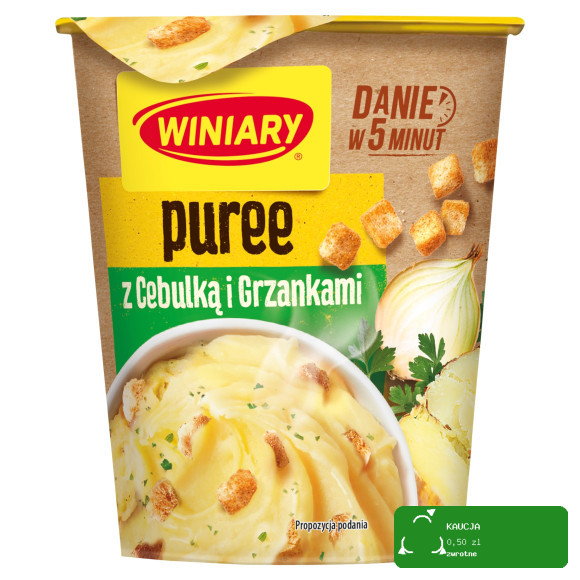 Winiary PUREE ZIEMNIACZANE ZE SMAŻONĄ CEBULKĄ I GRZANKAMI 59g danie w 5 min