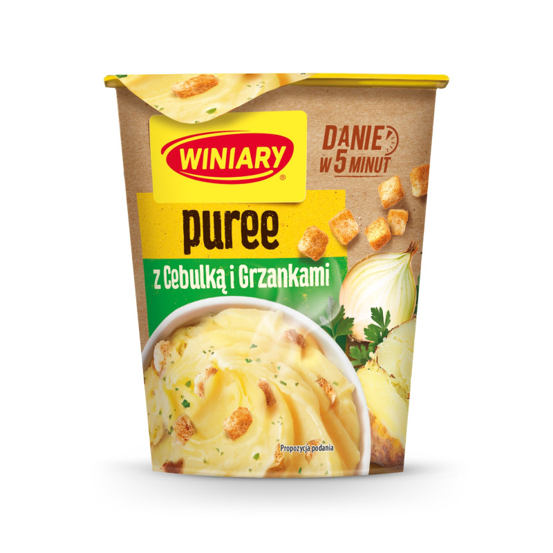 Winiary PUREE ZIEMNIACZANE ZE SMAŻONĄ CEBULKĄ I GRZANKAMI 59g danie w 5 min