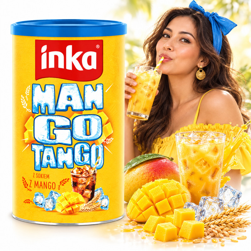 INKA kawa ZBOŻOWA MANGO TANGO 120g sezonowa Z SOKIEM MANGO idealna na lato