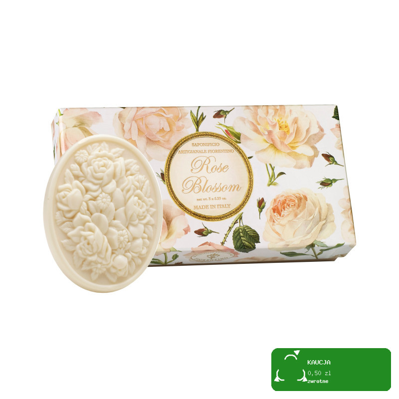 Saponificio mydło włoskie do rąk zestaw róża 3x125g