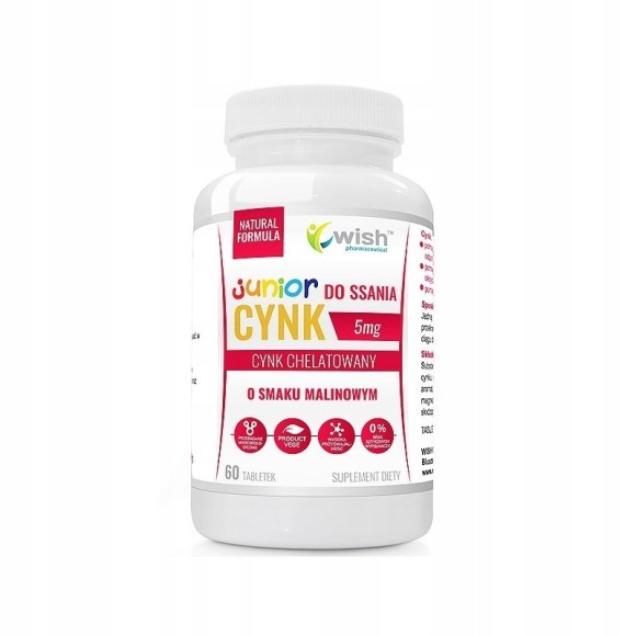 Wish CYNK DO SSANIA JUNIOR 5mg o smaku MALINOWYM 60tabl