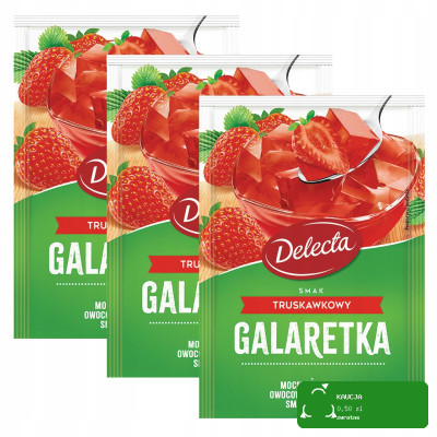 Galaretka truskawkowa Delecta smak truskawkowy 3x70g galaretka owocowa